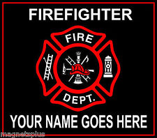 PERSONALIZED FIREFIGHTER FIREMAN FIRE DEPARTMENT FRIDGE LOCKER TOOL BOX MAGNET picture