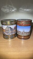 Pair Of Schmidt Collectible Round Nürnberger Lebkuchen Gingerbread Cookie Tins picture