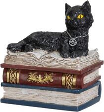 Magic Wiccan Black Cat Trinket Resin Figurine Decoration Box picture
