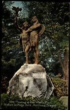 Portland Oregon ~ Coming of White Man statue ~ Plaza Park ~ postcard sku085 picture