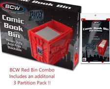 1 BCW Red Short Comic Book Bin Heavy Duty Acid Free Plastic Box + 3 Partitions picture