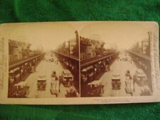 Strohmeyer Hyman Stereoview Card - 1895  Along the noted Bowery  New York City picture