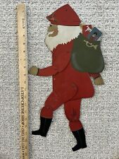 Vintage Edna Young Folk Art Shadowdancer Santa Claus Painted Metal Jointed '85 picture