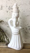 VTG Victorian Lady CHARISMA Milk White Glass Figure Bottle AVON Foaming Bath Oil picture
