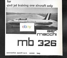 AER MACCHI ITALIA MB 326 CIVIL JET TRAINER IN SERVICE WITH ALITALIA 1965 AD picture