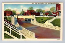 Bellevue OH-Ohio, New Subway & Main Street, Antique Vintage Souvenir Postcard picture