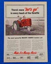 1954 MASSEY-HARRIS VINTAGE TRACTOR ORIGINAL COLOR PRINT AD 