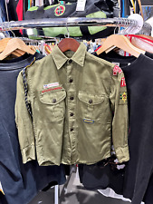 Vintage 70s 80s Boy Scouts Of America Sanforized Recruiter Patched Pinned Shirt picture