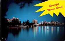Beautiful Miami Beach Reflection Twinkling Stars Hotel Miami Beach Postcard picture