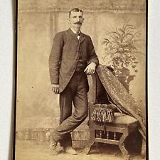 Antique Cabinet Card Photograph Handsome Man Great Mustache Lancaster PA picture