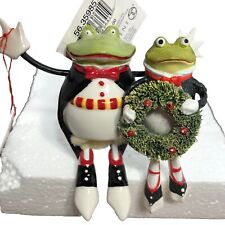 Dept 56 Patience Brewster Christmas Krinkles Ornaments Frog Lot Of 2 Frogs picture