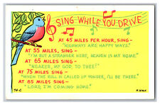 Vintage Comic Postcard Sing While You Drive picture