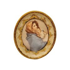 Vtg ITALY FLORENCE MADONNA & CHILD GILTWOOD OVAL FRAMED FERRUZZI NUMBERED picture