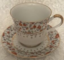 Choice Imports Japan Tea Cup And Saucer Orange Rises With Gold Trim  picture