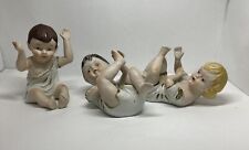 3 Bisque Porcelain Piano Babies Vintage Excellent Condition Made In Taiwan picture