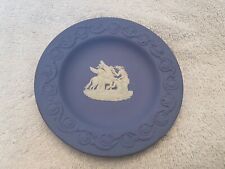 Vint WEDGWOOD Blue Jasperware Trinket Dish Classical Figures Blue Decorative Rim picture
