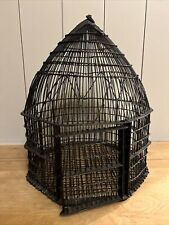 Antique ? Vintage Iron Metal Wire Bird Cage Asian ? French ? Decor 17x13.5x13.5 picture