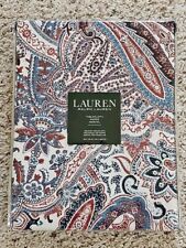 Lauren Ralph Lauren Laveen Red Paisley Tablecloth 60 x 120 White Blue Cotton NEW picture