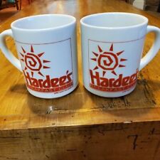2 Vintage 1993 Original Hardee’s Breakfast Club Crew Sun Ceramic Coffee Mug Cup picture