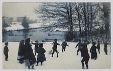 Postcard Winter Snow Snowball Fight Glitter Decorated Posted 1906 picture