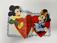 Vintage Early Style Mickey Minnie Mouse Die Cut Valentine Card picture