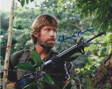 Chuck Norris signed 10x8 in Blue Missing In Action picture