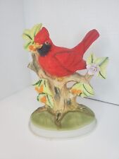 Vintage Enesco Imports Cardinal In Tree With Berries, Leaves Figurine Ceramic  picture