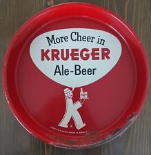 Vintage Krueger Ale-Beer Round Red Metal Tray 13