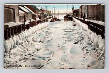 Portland ME-Maine, Dock In Winter, Antique, Vintage c1906 Souvenir Postcard picture