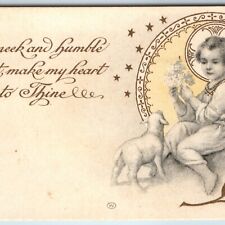 c1930s Christian Child Jesus Litho Art Trade Card Gilt Italy Templar Cross C56 picture
