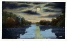 Vintage Postcard Moonlight Scene Near Gaylord Michigan MI White Border picture