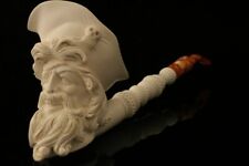 Giant Pirate Hand Carved Block Meerschaum Pipe with fitted custom case 11185 picture