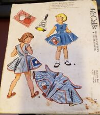 Vintage 50s McCalls 1921 Girls Ding Dog School Apron Sewing Pattern Size 2 Cut picture