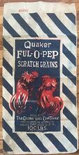 QUAKER OATS Vintage FUL-O-PEP Scratch Grains 100lb Cloth Sack FIGHTING ROOSTERS picture