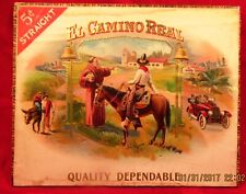 c1915  El Camino Real Cigar Box Lid - California Missions  EX RARE  Label picture