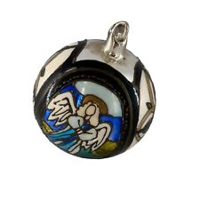 Angel Christmas Ball Stained Glass Silver Ornament Bauble Hand Painted Crafted picture