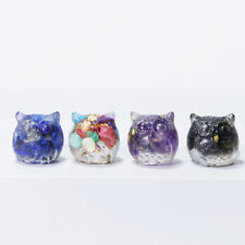 Natural Mini Owl Crystal Quartz Epoxy Resin Gravels Chakra Ornament Decor Crafts picture