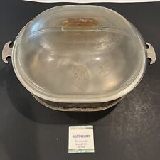 Vtg Guardian Service Hammered Aluminum Roaster Dutch Oven w Glass Lid *chipped* picture