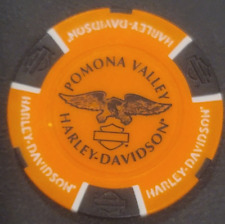 POMONA VALLEY HD ~ CALIFORNIA (Orange/Black) Harley Davidson Poker Chip (CLOSED) picture