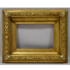 Ca.1850-1900 Old wooden frame with metal leaf Internal: 12.5x8.2 in picture