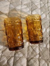 Vintage Amber Indiana Glass Tumbler Set of 2 Colony Park Lane Pattern picture