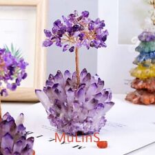 Natural Crystal Money Tree Bonsai with Amethyst Cluster Base Healing Gift picture