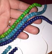 Lot of 3 gemstone Beads Strands  Jewelry green turquoise lapis blue agate semi picture