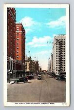 Lincoln NE-Nebraska, 13th Street Looking North, Antique Vintage c1930 Postcard picture
