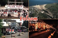 Postcard Folsom California Rodeo Dam Downtown Buildings Street  picture