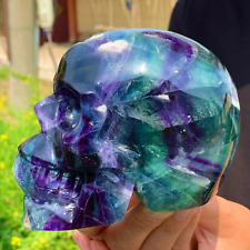 Natural Fluorite Quartz Hand Carved Crystal Skull picture