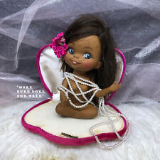 VTG Doll Googly Eyes Black Brown Bathing Beauty Pinup Kawaii Kewpie Hula Girl 1p picture