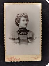 Antique Photo Victorian Cabinet Card 1894-1898 Elgin Illinois Pretty Woman Lady picture