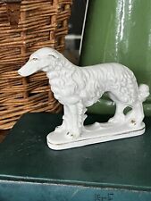 Vintage Standing Russian Borzoi Wolfhound White & Gold Porcelain Figurine Japan picture