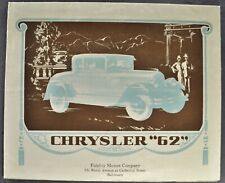 1928 Chrysler 62 Brochure Folder Touring Car Roadster Coupe Sedan Nice Original picture